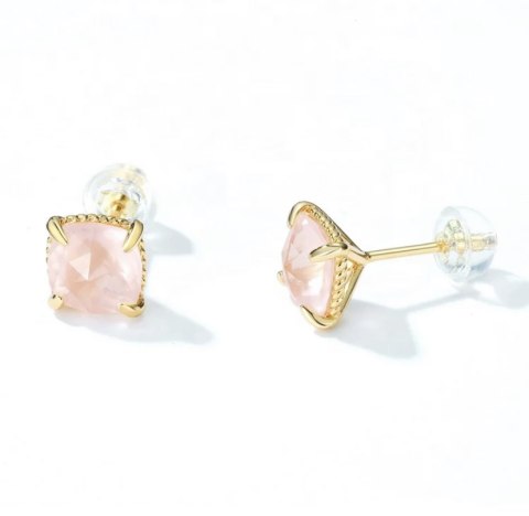 Rose earrings with rose quartz